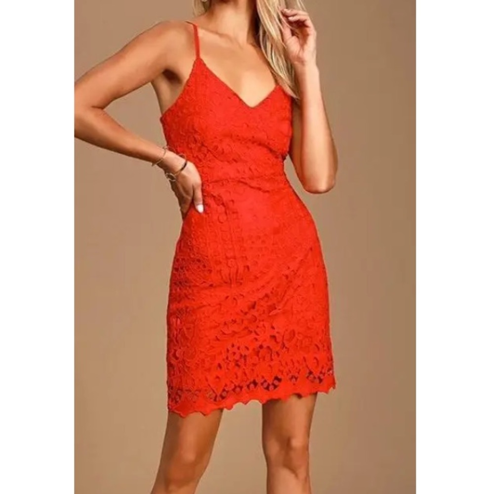 Lulu's Red Orange Mini Dress
